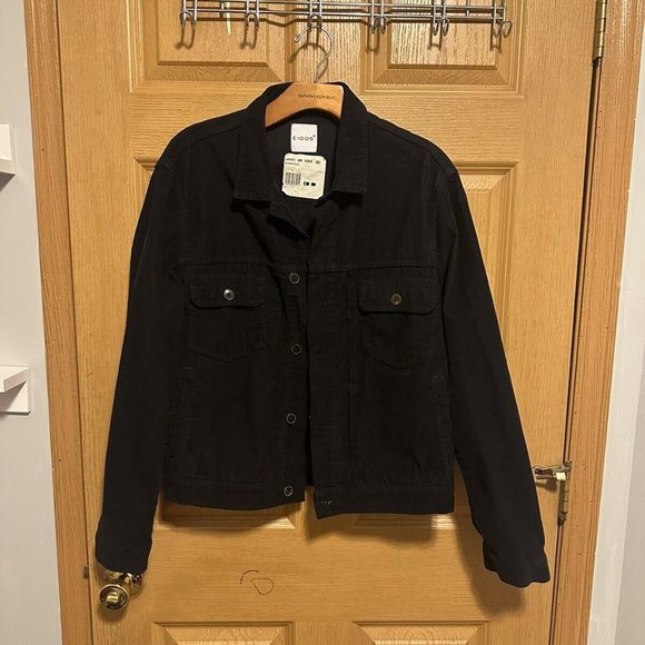 Eidos Isaia Napoli Cotton Corduroy Trucker Jacket Black Medium
